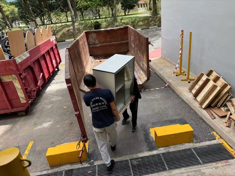 Skip tank positioned for a private disposal project in Singapore