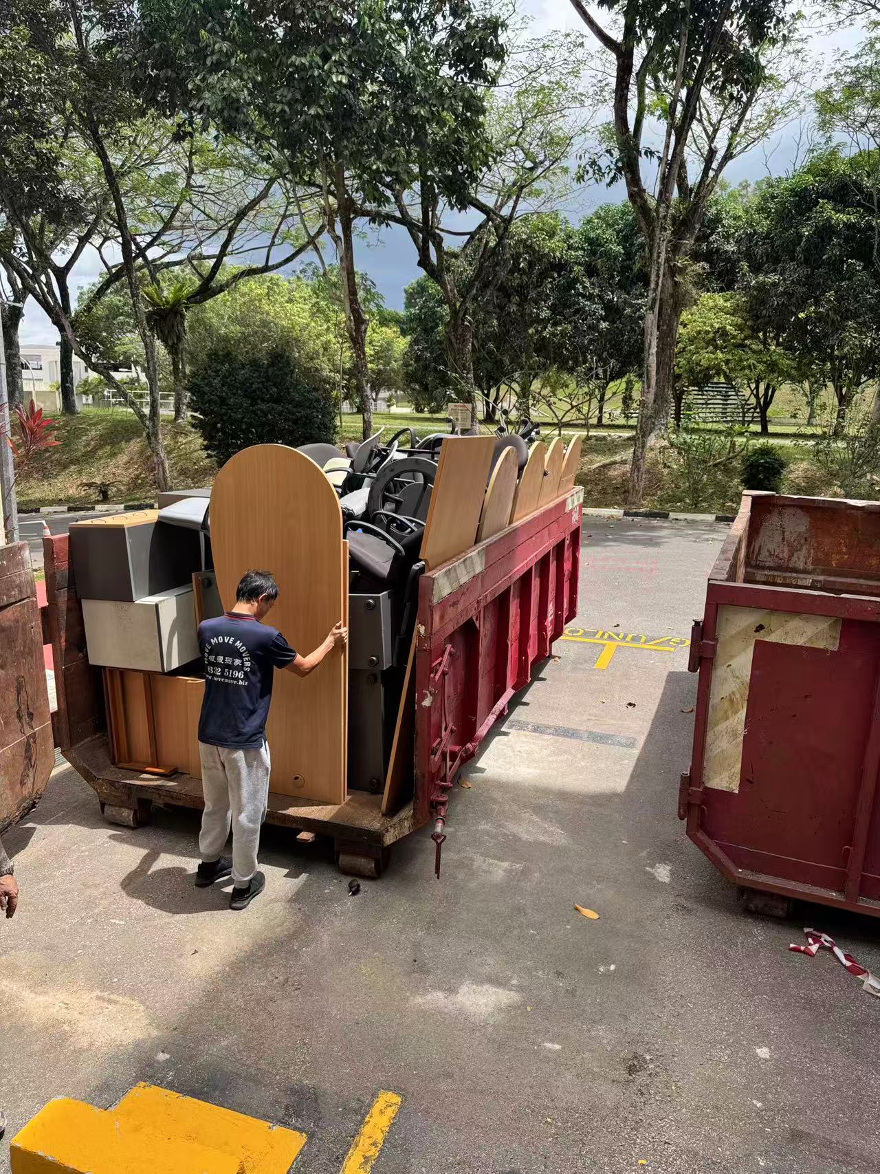 Skip-tank staging for a larger disposal workflow in Singapore