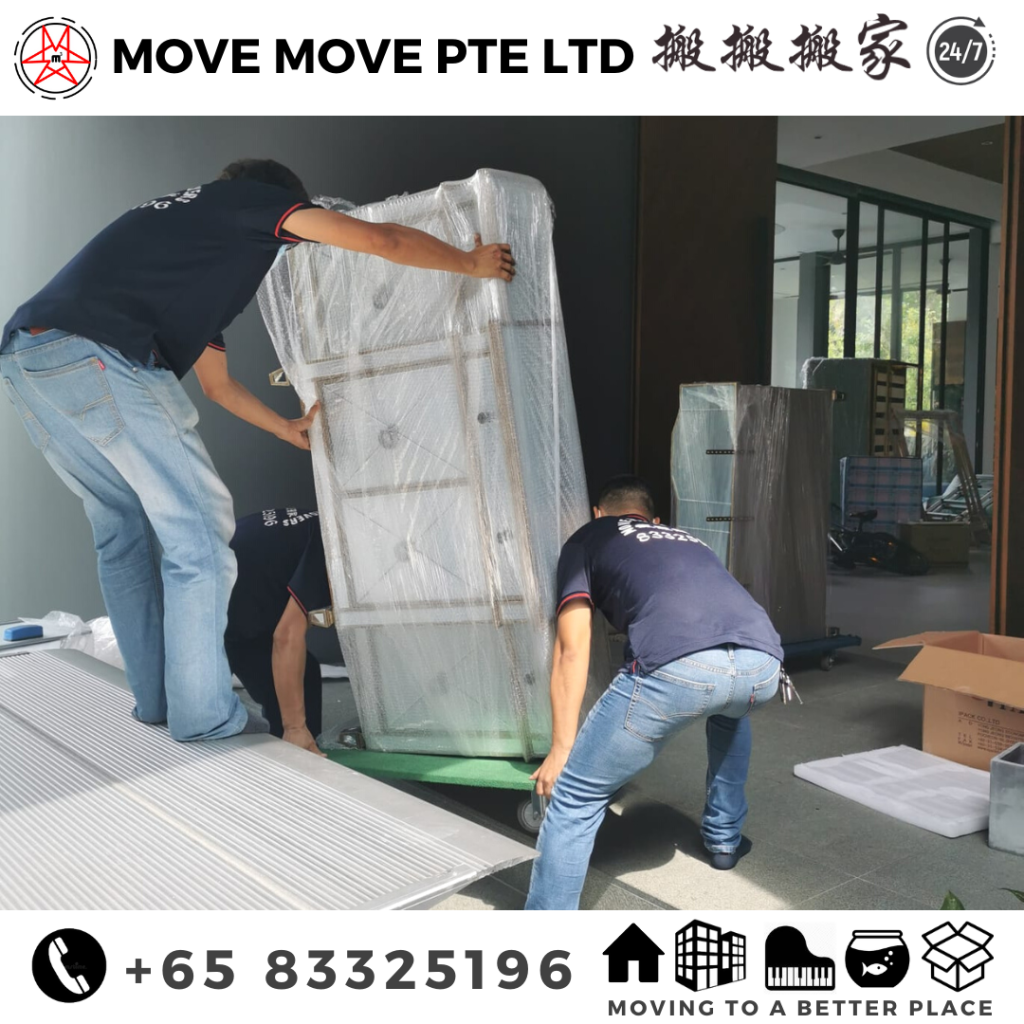 Move move movers chinese wrapped furniture moving service scene – move move movers – move move movers Move Move Movers crew moving wrapped furniture during a Singapore residential move