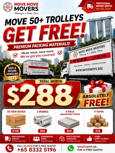 Move Move Movers free packing materials promotion for Singapore house moving customers